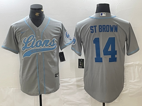 Men's Detroit Lions Amon-Ra St. Brown #14 Gray Game Player Jersey