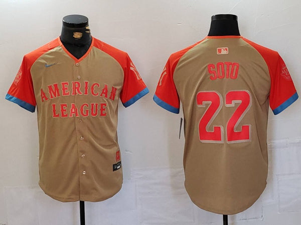 Men's American League Juan Soto #22 Cream 2024 MLB All-Star Game Limited Player Jersey