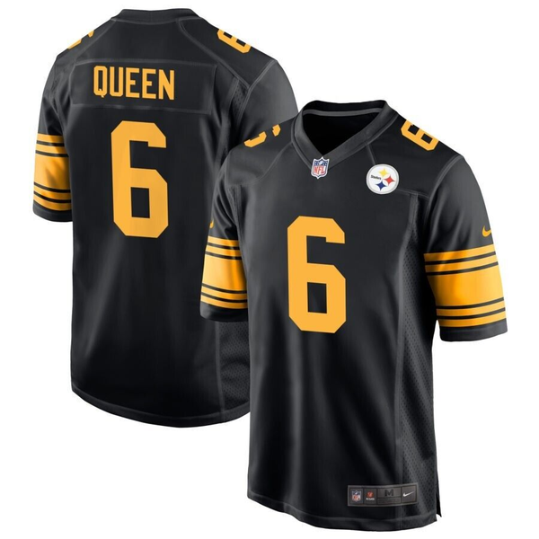 Men's Pittsburgh Steelers Patrick Queen #6 Black Game Player Jersey