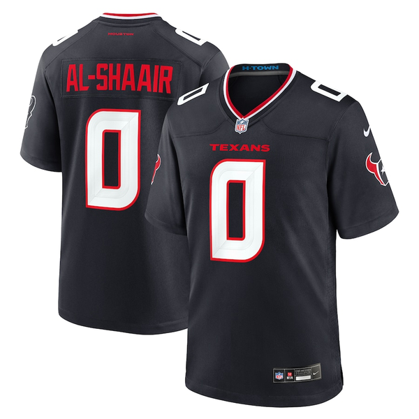 Men's Houston Texans Azeez Al-Shaair #0 Navy Team Game Jersey