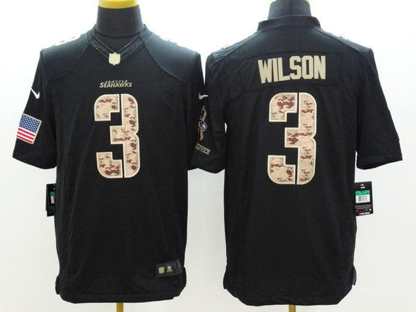 Men's Seattle Seahawks Russell Wilson #3 Black Alternate Player Game Jersey