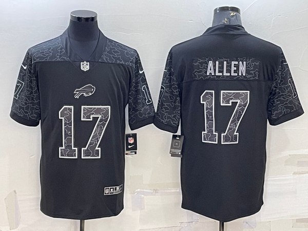 Men's Buffalo Bills Josh Allen #17 Black RFLCTV Limited Jersey