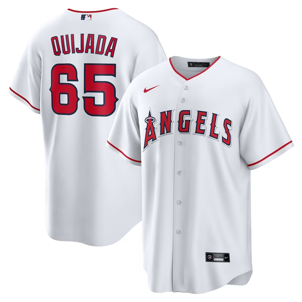 Men's Los Angeles Angels Jos¨¦ Quijada #65 White Home Replica Player Jersey