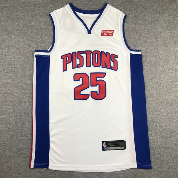 Men's Detroit Pistons Derrick Rose White 2021/22 Fast Break Replica Jersey