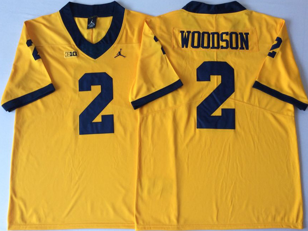 Men's Michigan Wolverines Charles Woodson #2 Yellow Alumni Player Game Jersey