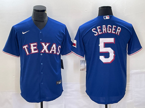 Men's Texas Rangers Corey Seager #5 Blue Replica Baseball Jersey