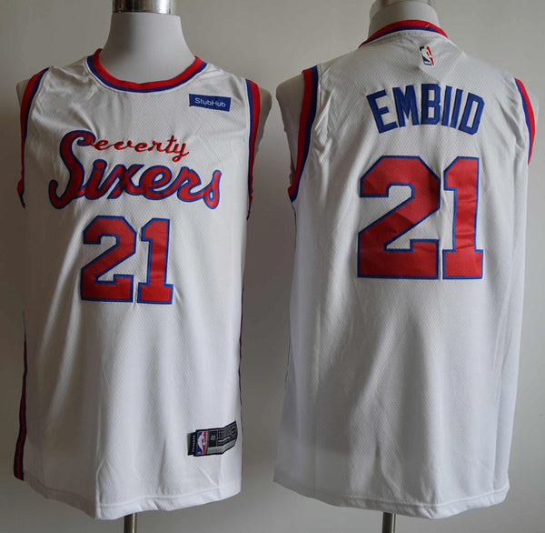 Men's Philadelphia 76ers Joel Embiid #21 NBA White Swingman Jersey