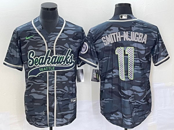 Men's Seattle Seahawks Jaxon Smith-Njigba #11 Grey Camouflage Game Jersey Joint Edition