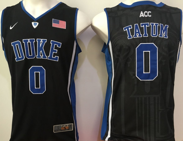 Men's Duke Blue Devils Jayson Tatum #0 Black Player Jersey