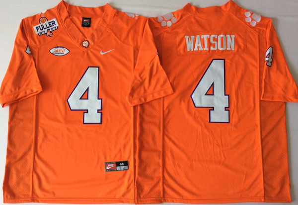 Men's Clemson Tigers Deshaun Watson #4 Orange Game Jersey