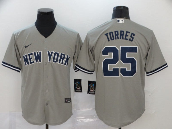 Men's New York Yankees Gleyber Torres #25 Gray Replica Baseball Jersey