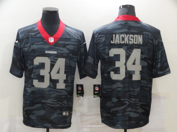 Men's Las Vegas Raiders Bo Jackson #34 Gray Camouflage Game Jersey