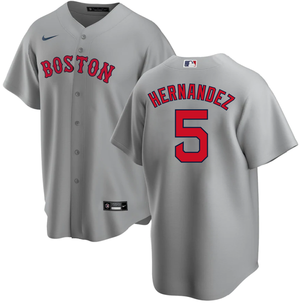 Men's Boston Red Sox Enrique Hernandez #5 Gray Replica Baseball Jersey