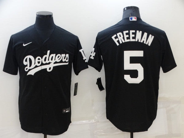 Men's Los Angeles Dodgers Freddie Freeman #5 Black Replica Baseball Jersey