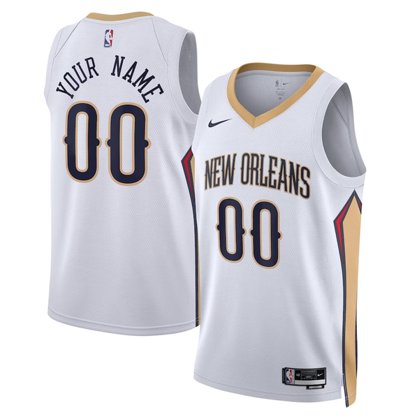 Men's New Orleans Pelicans White Swingman Custom Jersey - Association Edition