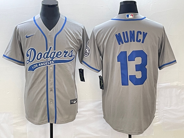 Men's Los Angeles Dodgers Max Muncy #13 Gray Player Jersey Joint Edition