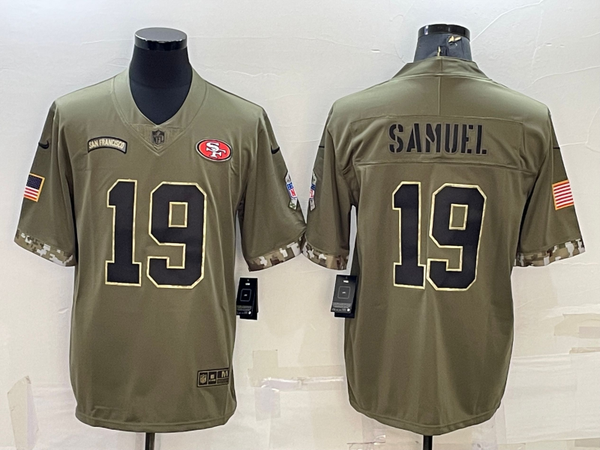 Men's San Francisco 49ers Deebo Samuel #19 Olive 2022 Salute To Service Retired Player Limited Jersey