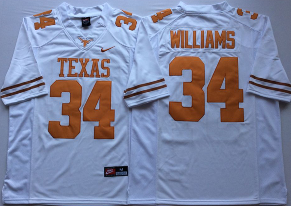 Men's Texas Longhorns Ricky Williams #34 White Replica Team Jersey