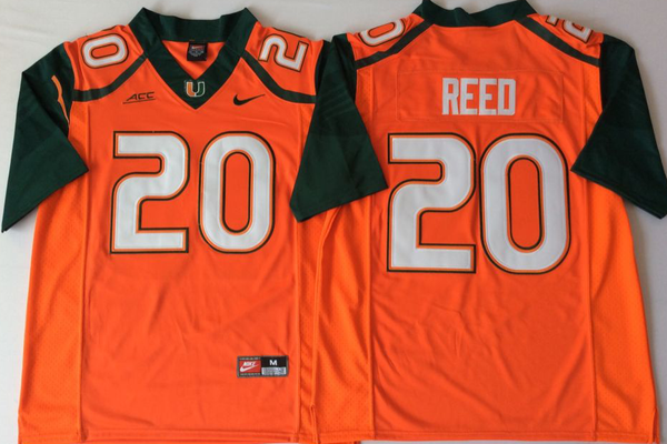 Men's Miami Hurricanes Ed Reed #20 Oange Team Football game Jersey