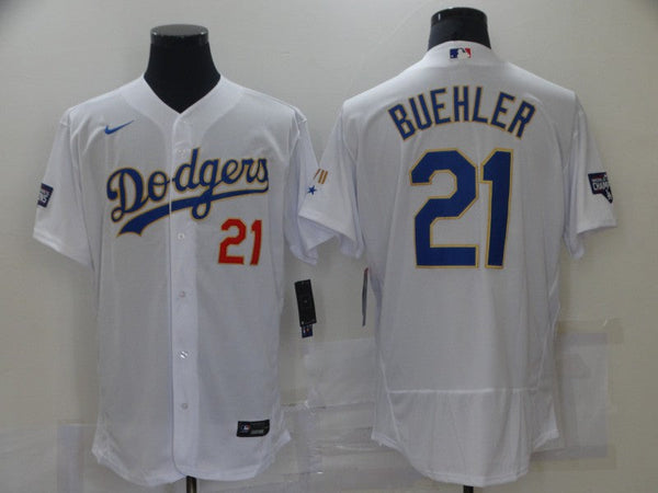 Men's Los Angeles Dodgers Walker Buehler #21 White Replica Player Jersey