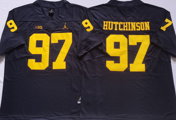 Men's Michigan Wolverines Aiden Hutchinson #97  Navy  Alumni Player Game Jersey