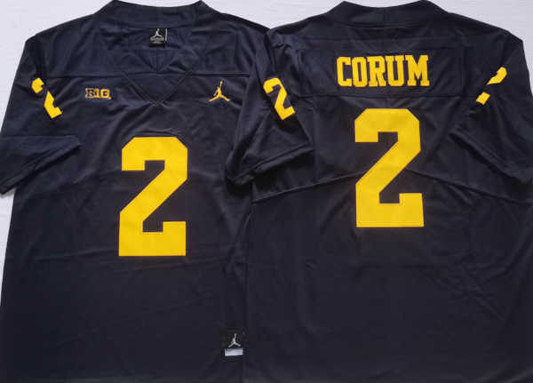 Men's Michigan Wolverines Blake Corum #2  Navy  Alumni Player Game Jersey