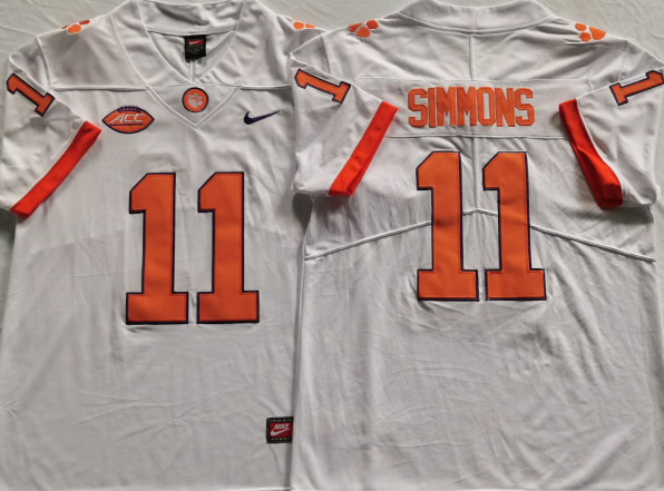 Men's Clemson Tigers Isaiah Simmons #11 White Game Jersey