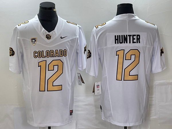 Men's Colorado Buffaloes Travis Hunter #12 White Player Game Jersey