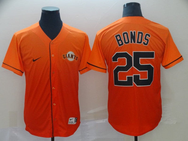 Men's San Francisco Giants Barry Bonds #25 Orange Stitched Jersey