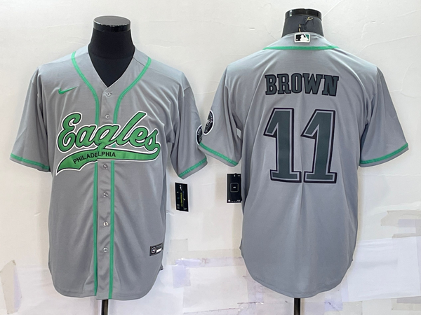 Men's Philadelphia Eagles A.J. Brown #11 Gray Game Jersey Joint Edition