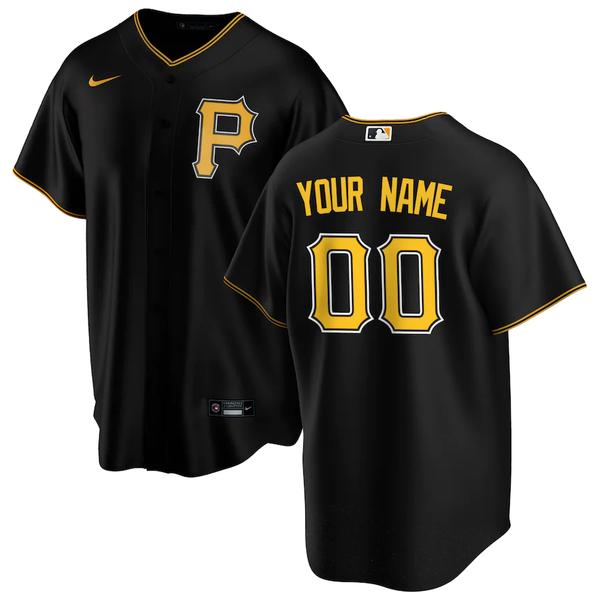 Men's Pittsburgh Pirates Black Alternate Replica Custom Jersey