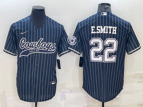 Men's Dallas Cowboys Emmitt Smith #22 Navy Player Jersey Joint Edition