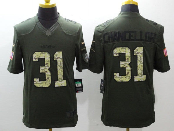 Men's Seattle Seahawks Kam Chancellor #31 Army Green Game Jersey