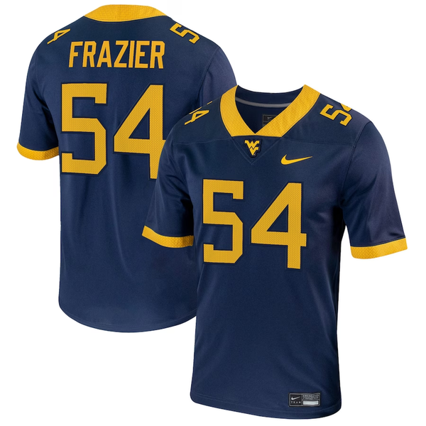 Men's West Virginia Mountaineers Zach Frazier #54 Navy Player Game Jersey