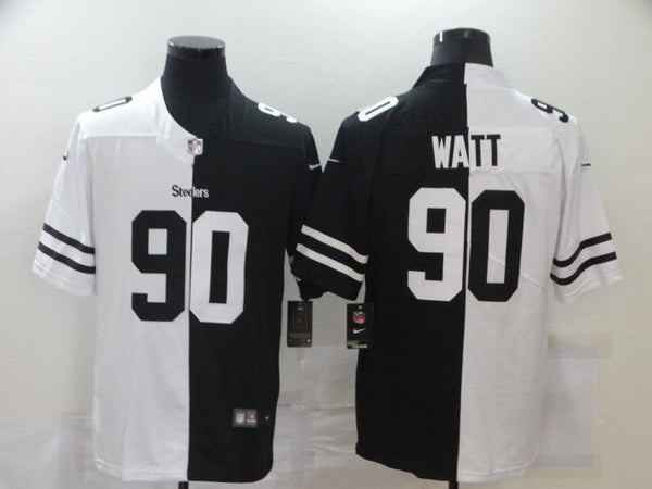 Men's Pittsburgh Steelers T.J. Watt #90 Black/White Game Jersey