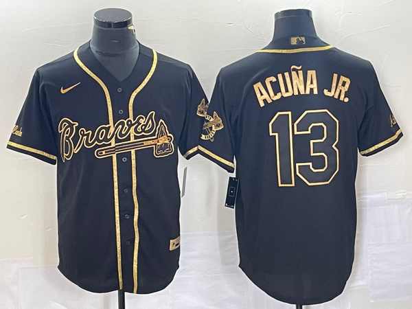 Men's Atlanta Braves Ronald Acuna Jr. #13 Black Replica Player Jersey