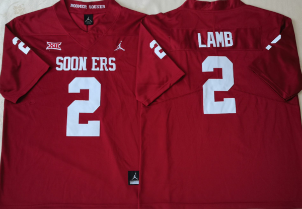 Men's Oklahoma Sooners Ceedee Lamb #2 Crimson Player Game Jersey