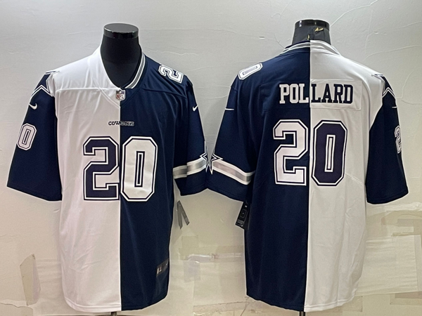 Men's Dallas Cowboys Tony Pollard #20 White/Navy Game Jersey Joint Edition