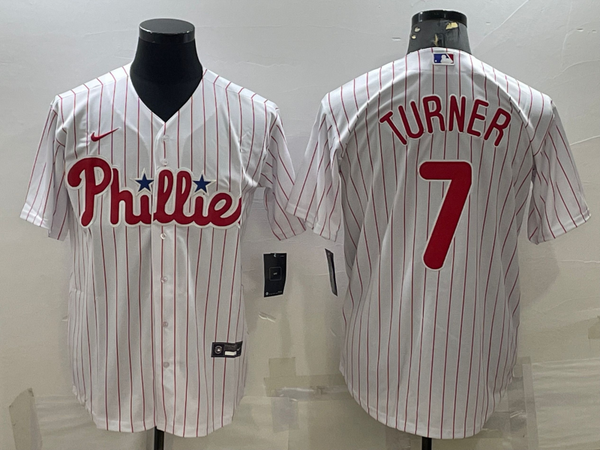 Men's Philadelphia Phillies Trea Turner #7 White Home Replica Player Jersey