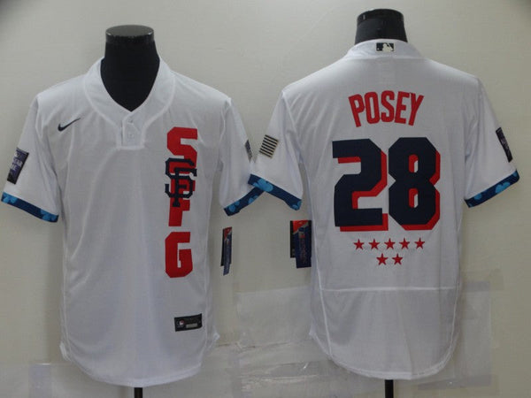 Men's San Francisco Giants Buster Posey #28 White All Star Baseball Jersey