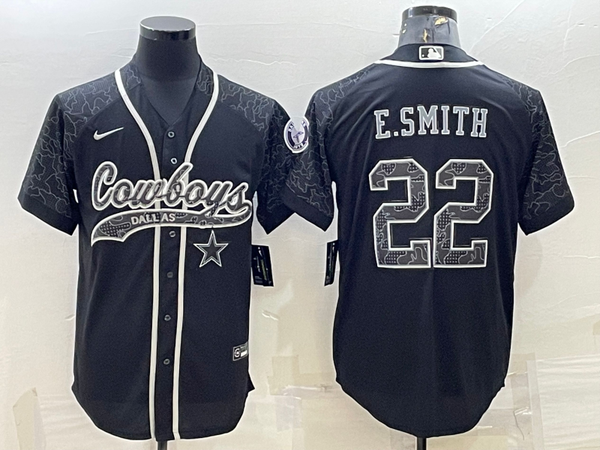 Men's Dallas Cowboys Emmitt Smith #22 Black RFLCTV Limited Jersey Joint Edition