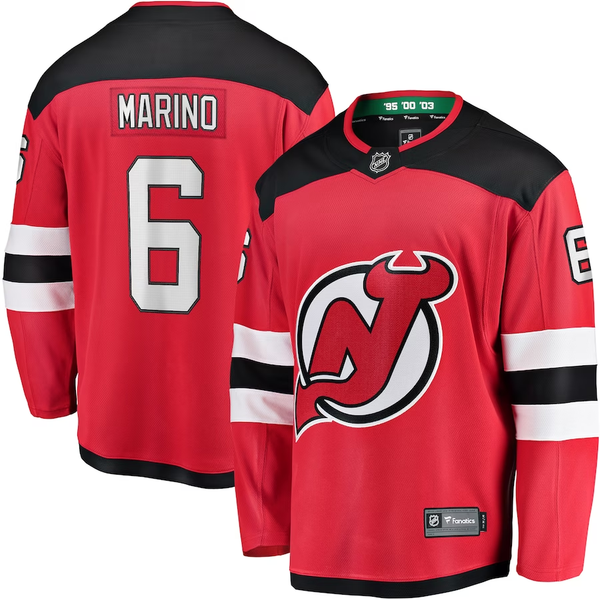 Men's New Jersey Devils John Marino #6 Red Player Game Jersey