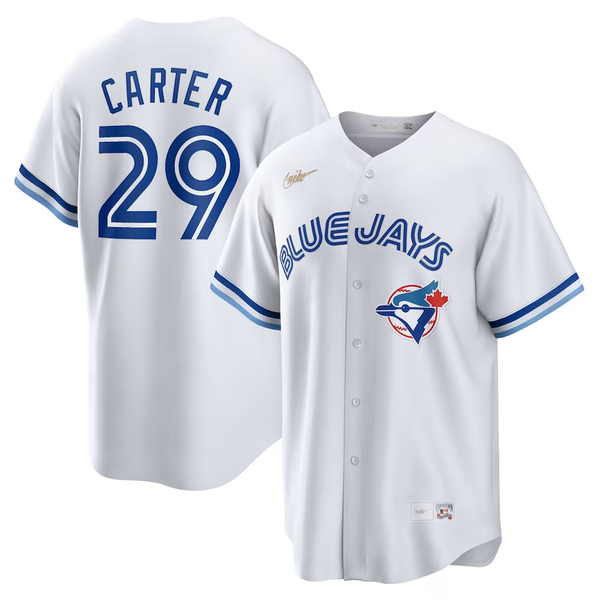 Men's Toronto Blue Jays Joe Carter #29 White Home Cooperstown Collection Player Jersey