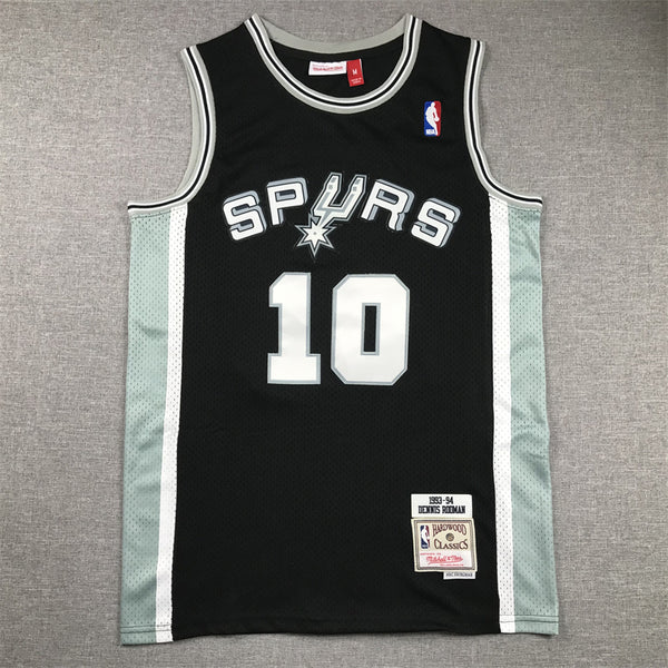 Men's San Antonio Spurs Dennis Rodman #10 Black 1993-94 Hardwood Classics Swingman Jersey