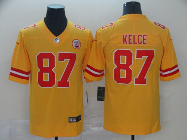 Men's Kansas City Chiefs Travis Kelce #87 Yellow Inverted Legend Jersey