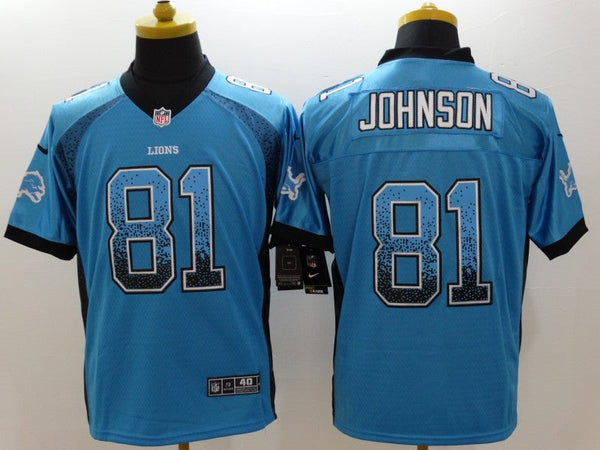 Men's Detroit Lions Calvin Johnson #81 Blue Game Jersey