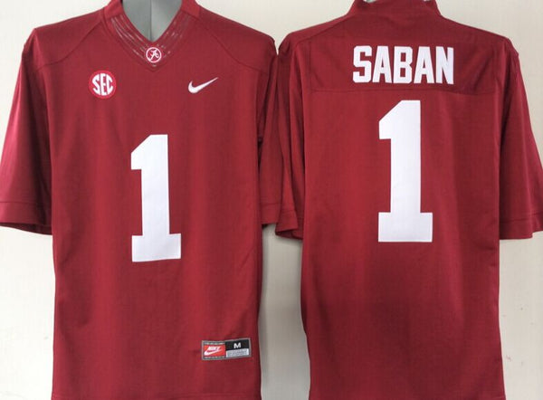 Men's Alabama Crimson Tide Nick Saban #1 Crimson Player Game Jersey