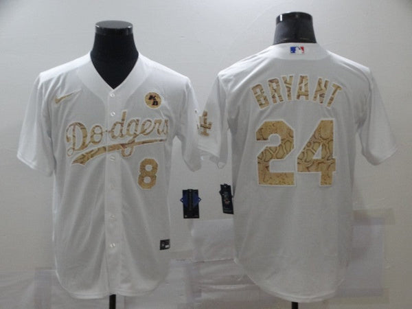 Men's Los Angeles Dodgers Kobe Bryant #8-24 White Player Jersey