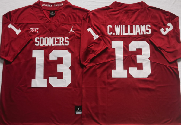 Men's Oklahoma Sooners Caleb Williams #13 Crimson Player Game Jersey