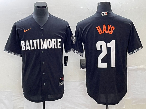 Men's Baltimore Orioles Austin Hays #21 Black 2023 City Connect Replica Player Jersey